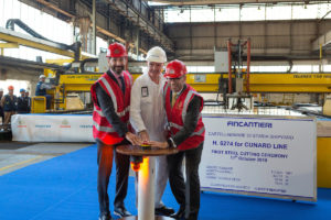 Cunard new ship steel cutting