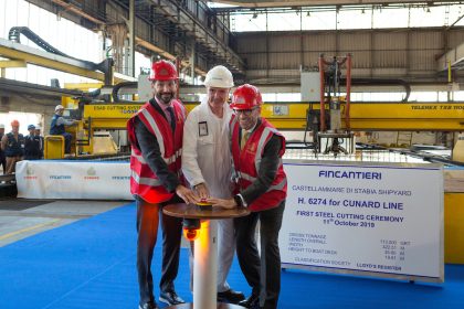 Cunard new ship steel cutting