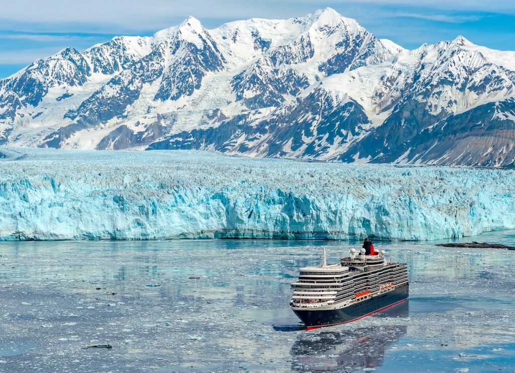 Queen Elizabeth at the HubbardGlacier in 2019