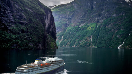 Havila cruising in Geiranger